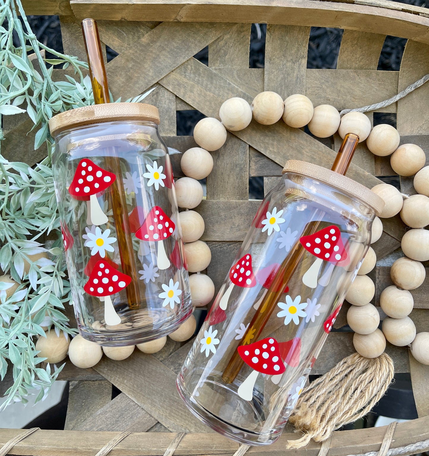 Mushroom Beer Can Iced Coffee Glass