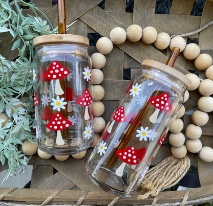 Mushroom Beer Can Iced Coffee Glass