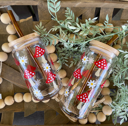 Mushroom Beer Can Iced Coffee Glass