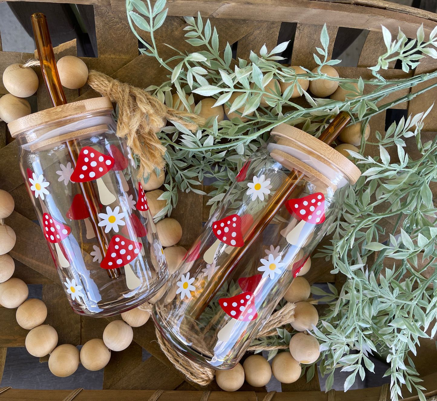 Mushroom Beer Can Iced Coffee Glass