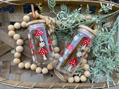 Mushroom Beer Can Iced Coffee Glass