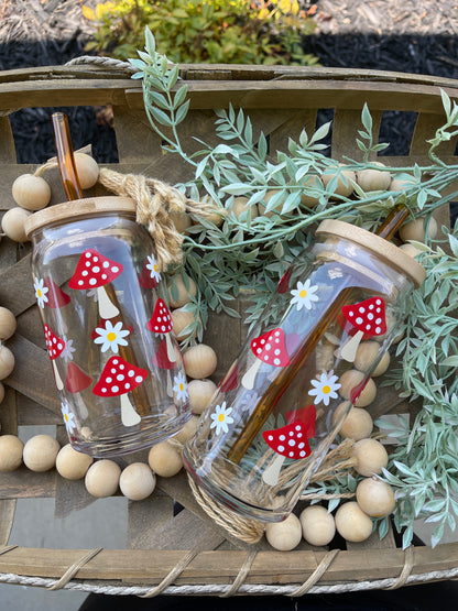 Mushroom Beer Can Iced Coffee Glass