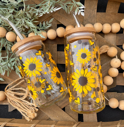 Sunflower beer can glass | Sunflower iced coffee can glass