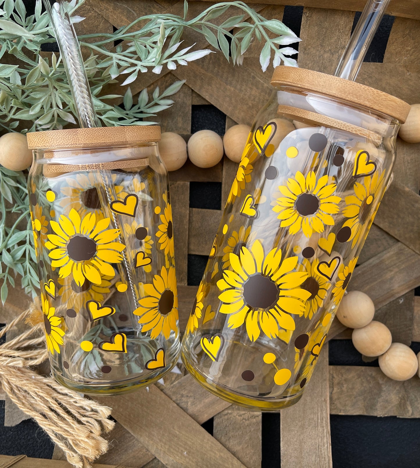 Sunflower beer can glass | Sunflower iced coffee can glass