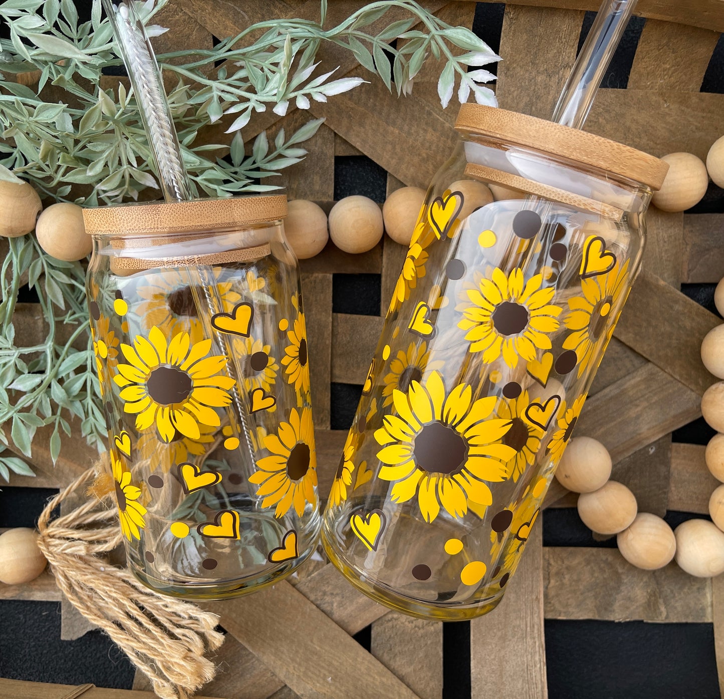 Sunflower beer can glass | Sunflower iced coffee can glass