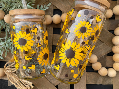 Sunflower beer can glass | Sunflower iced coffee can glass